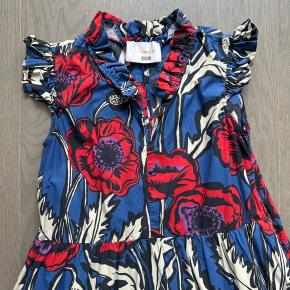 La DoubleJ Short and Sassy Red Blue Cotton Poplin Fit Flare Mini Dress SMALL - Picture 6 of 12